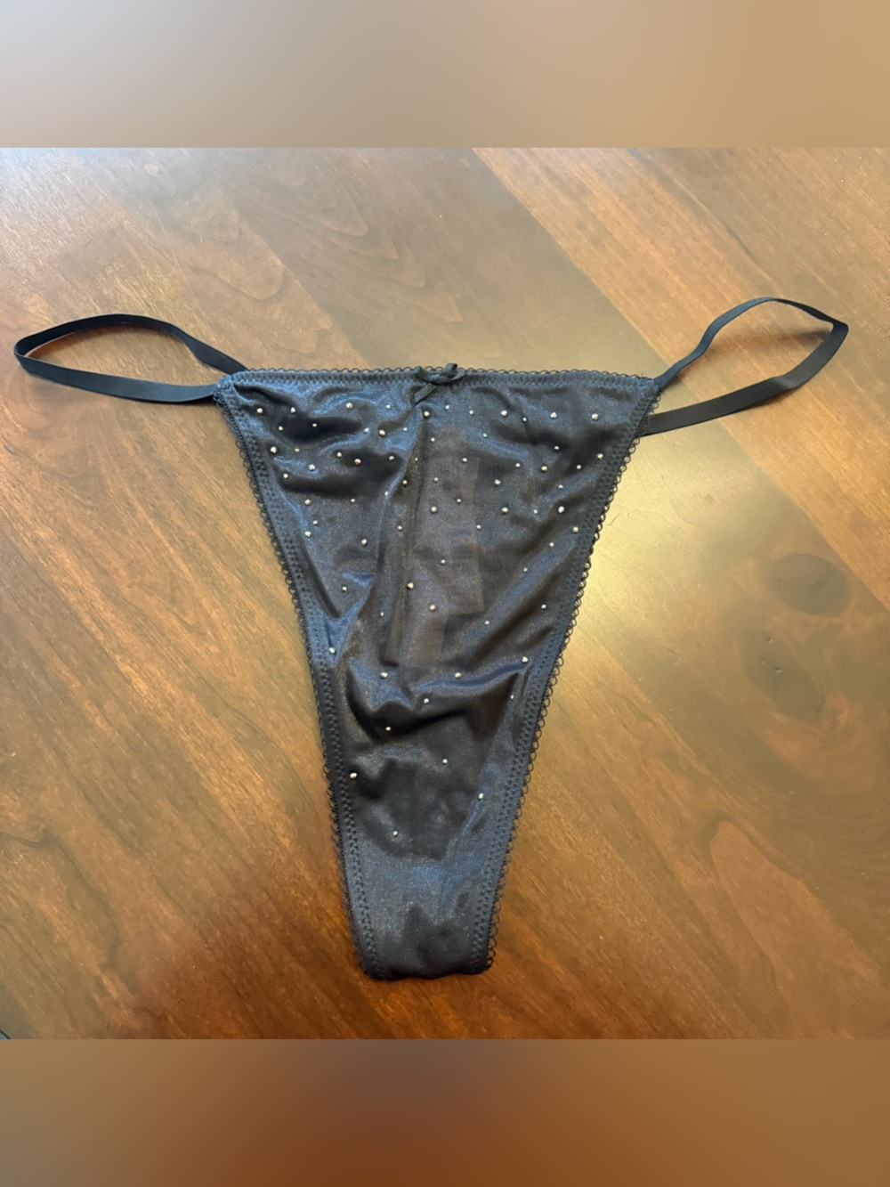 New Victoria’s Secret Sexy Black Sparkle Crystal Thong panty Sz XL